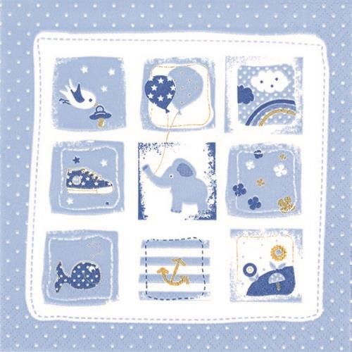 20 Servietten Little One blue - Baby Momente blau 33x33cm