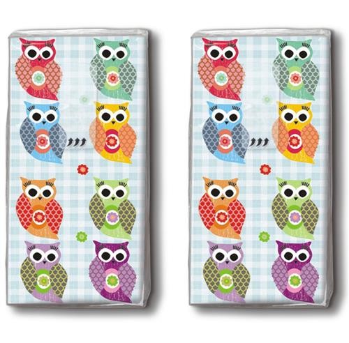 2x 10 Taschentücher Funny owls - Witzige Eulen