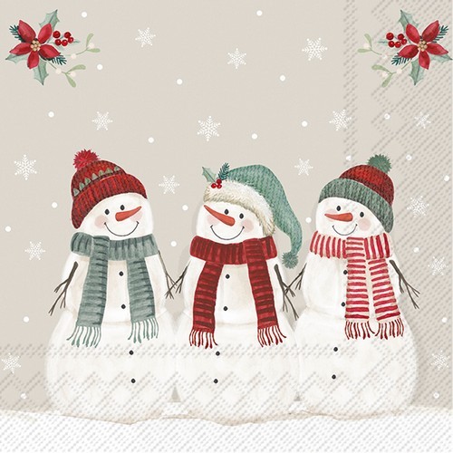 20 Servietten Three Snowmen - Freundschaft unter Schneemänner 33x33cm