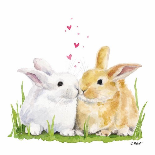 20 napkins Easter Kiss - Bunnies kiss each other 33x33cm