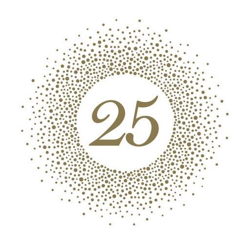 Maki Servietten 25th Birthday Gold and Pearl Effect 33x33cm