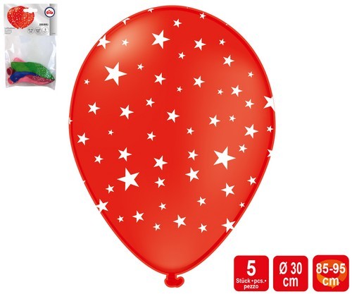 Luftballon Stars 5 Stück, bunt sortiert ca. 30cm