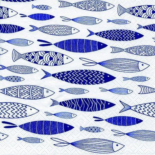 20 Servietten Shoal of Blue Fish 33x33cm