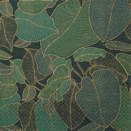 20 Servietten Art Nouveau green - Umrisse von Blättern grün 33x33cm