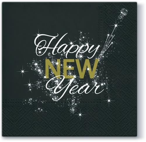 20 Napkins English New Year - Happy New Year 33x33cm