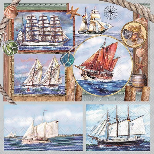 20 napkins Sail away - On the way with a sailing ship 33x33cm