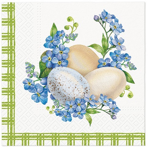 20 Servietten Eggs in Forget-me-nots - Eier und Vergißmeinnicht 33x33cm