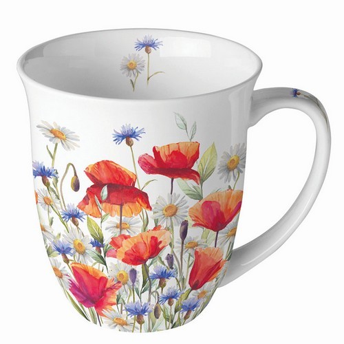 Porcelain mug Poppies and Cornflowers - cornflowers and poppies 0.4L, height 10.5cm