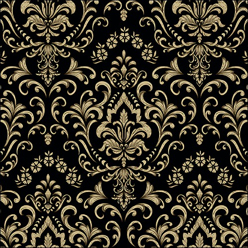 20 Servietten Baroque Ornament black - Muster im Barock-Stil gold-schwarz 33x33cm