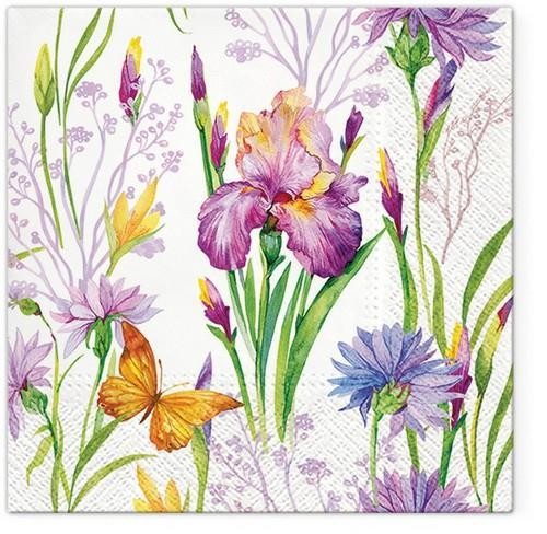 20 Servietten Iris with Butterfly - Schmetterlinge an Iris 33x33cm