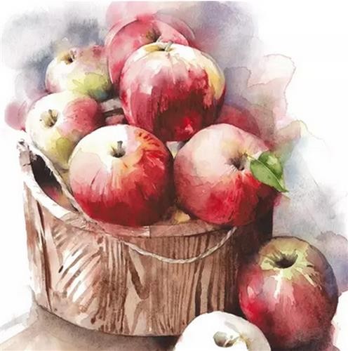 20 Servietten Pommes Rouges - Eimer voller frischer Äpfel 33x33cm