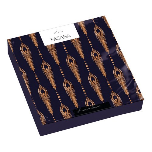 20 napkins Golden Peacock Feathers - Golden feathers on black 33x33cm