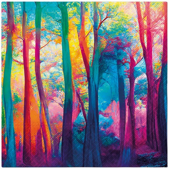 20 Servietten Colourful Magic Forest - Magischer Wald 33x33cm