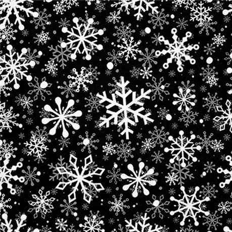 20 Servietten Christmas Snowflakes black - Weiße Schneeflocken auf schwarz 33x33cm
