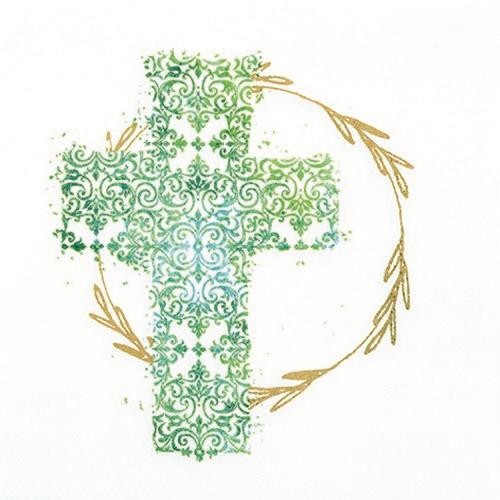 20 Servietten Cross green - Heiliges Kreuz grün 33x33cm