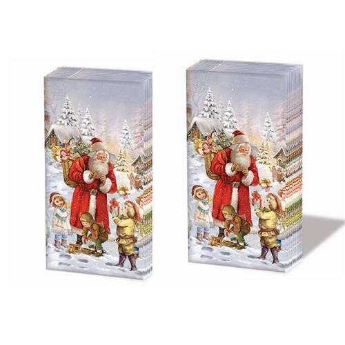 2x 10 Taschentücher Santa Bringing Presents - Nostalgie mit Kinder und Santa