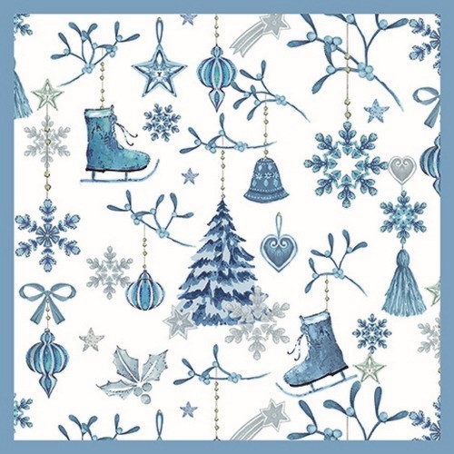 20 Servietten Winter Collection - Blaue Winterharmonie 33x33cm