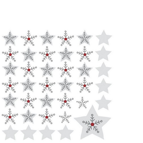20 kleine Cocktailservietten Elegant Xmas - Silberne Sterne 24x24cm