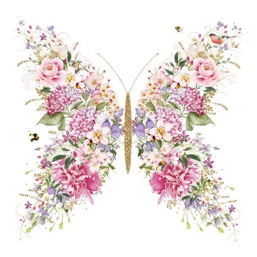 20 Servietten Papillon et fleurs - Schmetterling aus Blumen 33x33cm
