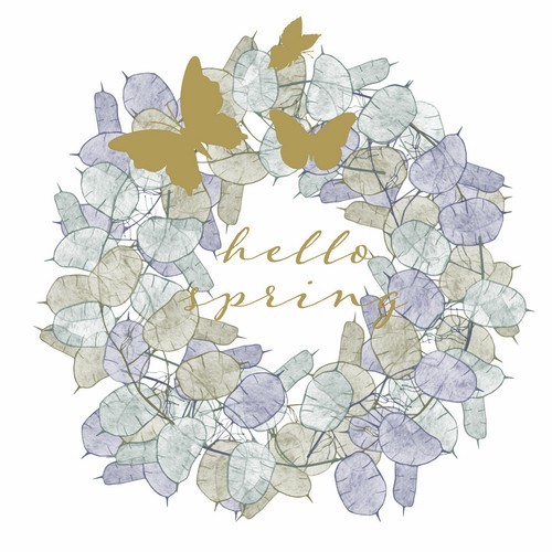 20 napkins Hello Spring - Spring wreath of leaves 33x33cm