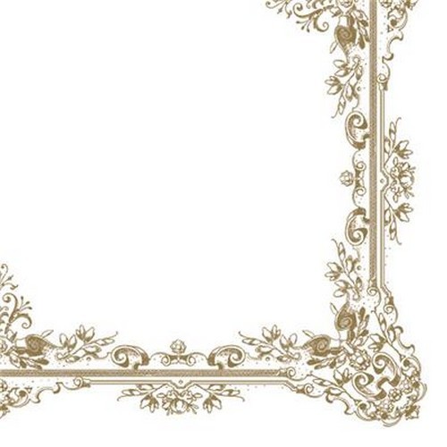 20 Servietten Frame Ornaments White – Festliche Bordüre im Barock-Stil 33x33cm