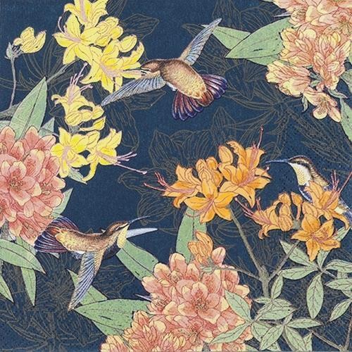 20 Servietten Humming Bird - Kolibris an wilden Blumen 33x33cm