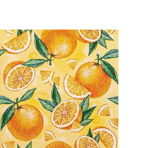20 kleine Cocktailservietten Pieces of Orange - Frische Orangenstücke 25x25cm