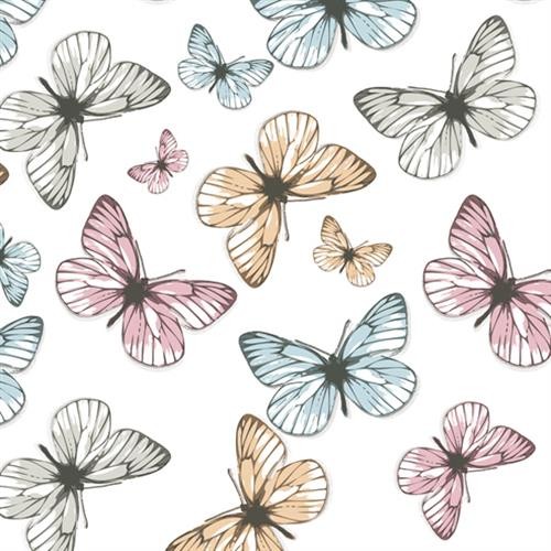 20 Servietten Light Butterflies - Fliegende Schmetterlinge pastell 33x33cm