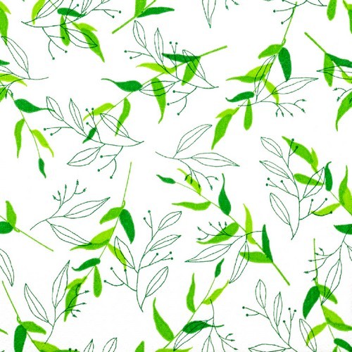 20 napkins Linn green - Delicate and elegant leaves green 33x33cm