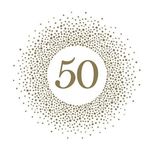 Maki Servietten 50th Birthday Gold Pearl Effect 33x33cm