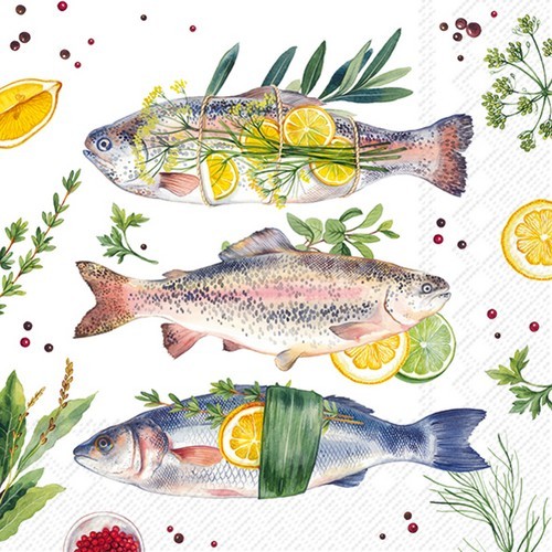 20 napkins Delicious Fish - Fish with lemon 33x33cm