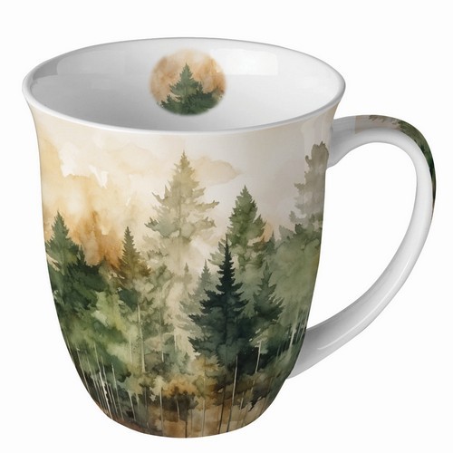 Tasse aus Porzellan Evergreen Trees - Wald aus Wasserfarben 0,4L, Höhe 10,5cm