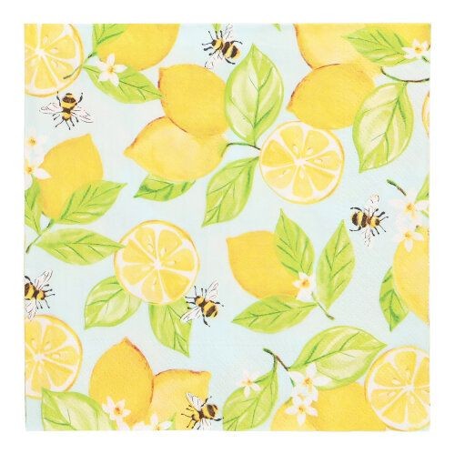 20 Servietten Lemon Grove - Bienen an Zitronen 33x33cm