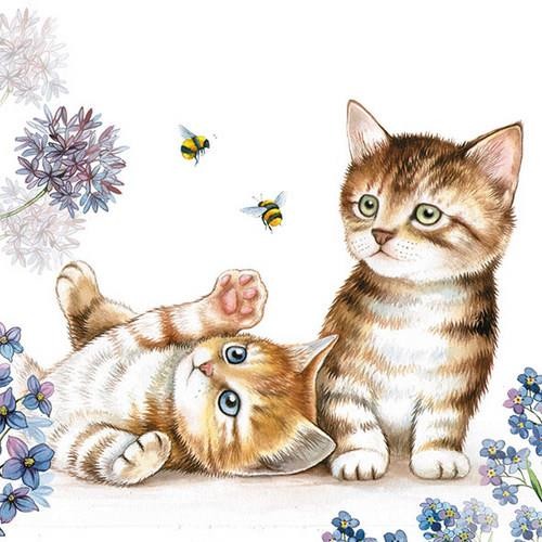 Ambiente Servietten Cats and Bees 33x33cm