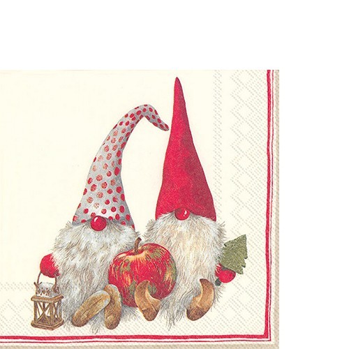 20 kleine Cocktailservietten Friendly Tomte 25x25cm