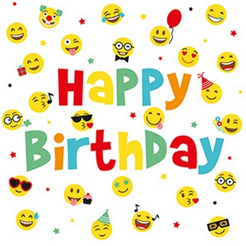20 Servietten Birthday Smileys - Emojis zum Geburtstag 33x33cm
