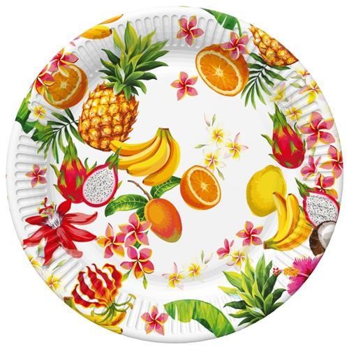 8 Pappteller Tropical Summer Fruits - Fruchtige Sommerzeit Ø22,7cm