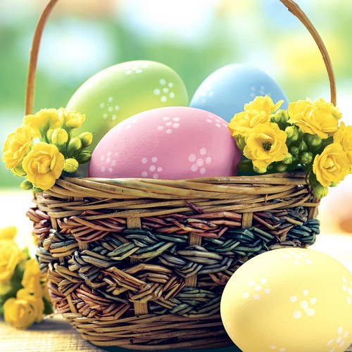 20 Servietten Easter Basket - Korb voller bunter Eier 33x33cm