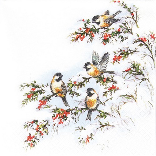 20 Servietten Sophy´s Birds - Vögel im Winter 33x33cm