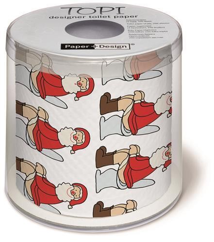 Toilettenpapier Rolle bedruckt Oh - Santa auf Topf