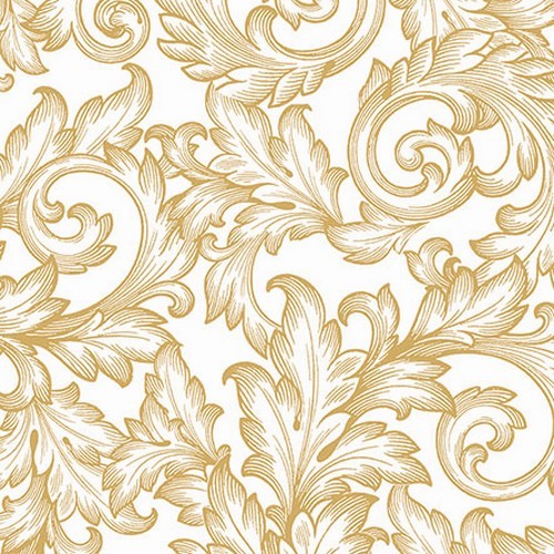 20 Servietten Baroque gold/white - Barockschwingen gold-weiß 33x33cm