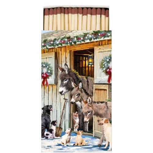 Kaminhölzer 45er Box Animal Friends– Tiere besuchen sich im Winter 11x6,3cm