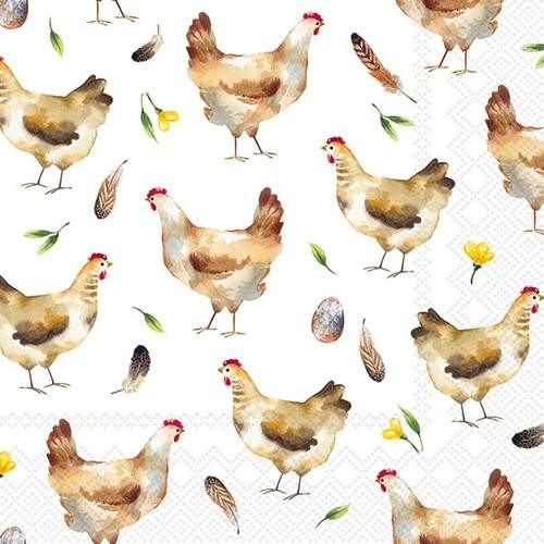 20 napkins Helene and Friends - Chickens, eggs and feathers 33x33cm