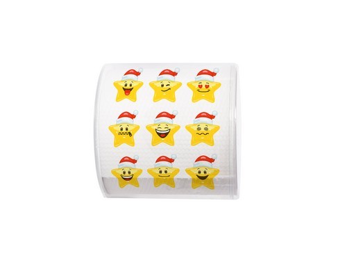 Toilettenpapier Rolle Santa Stars - Sterne mit Weihnachtsmützen 3-lagig