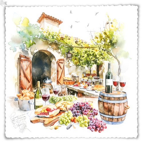 20 Servietten Vineyard Tasting - Weinfest im Sommer 33x33cm