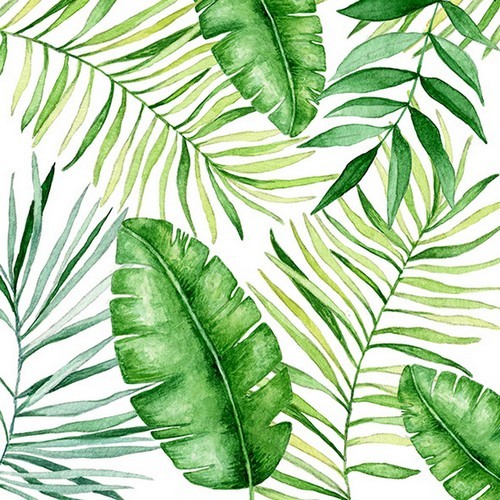 20 Servietten Jungle Leaves - Dschungelblätter grün 33x33cm