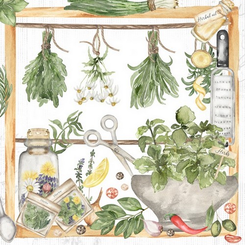 20 Servietten Herbs & Spices - Gesammelte Kräuter 33x33cm