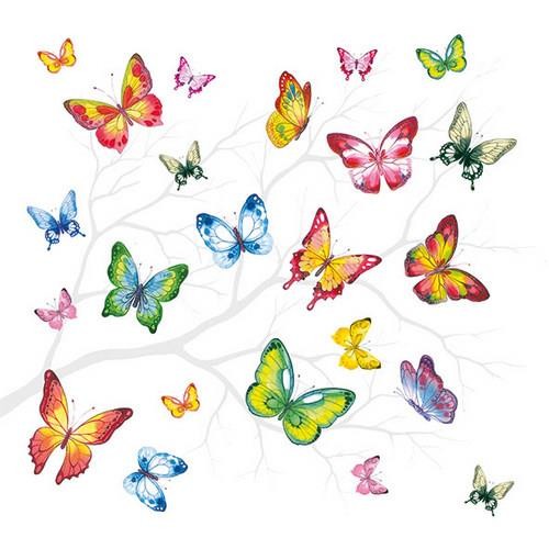 20 Servietten Colourful Butterflies 33x33cm