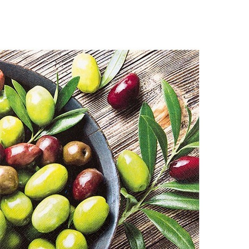 20 kleine Cocktailservietten Pure Olives - Frische Oliven 25x25cm
