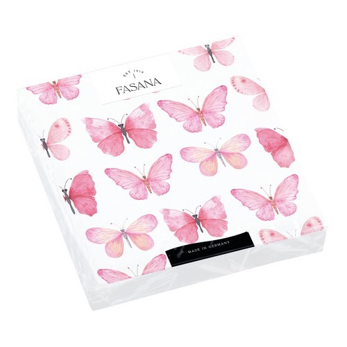 20 small cocktail napkins Pink Butterflies - Little butterflies pink 24x24cm